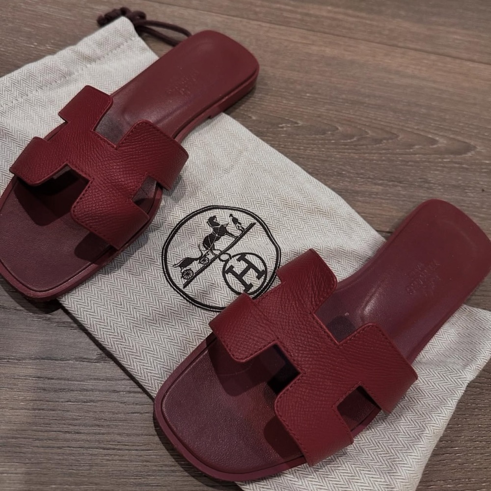 Hermès Red Leather Sandals